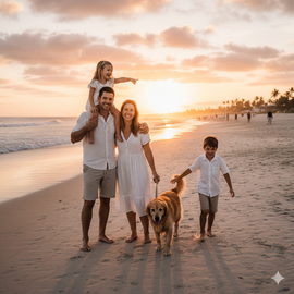 Famiglia felice in campeggio