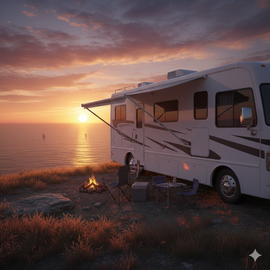 Camper al tramonto